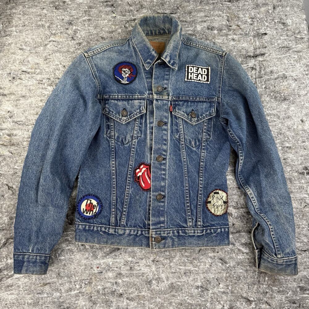 Vintage Levis Jacket Blue Denim Trucker Patch 71205 0217 Made USA Sz 36L WPL 423
